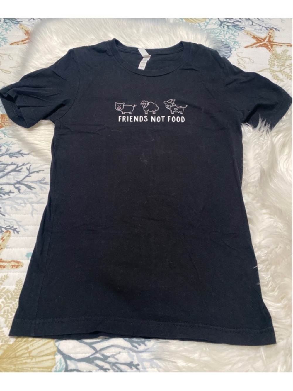 Women's Bella+Canvas Black Friends Not Food Short Sleeve Tee S
